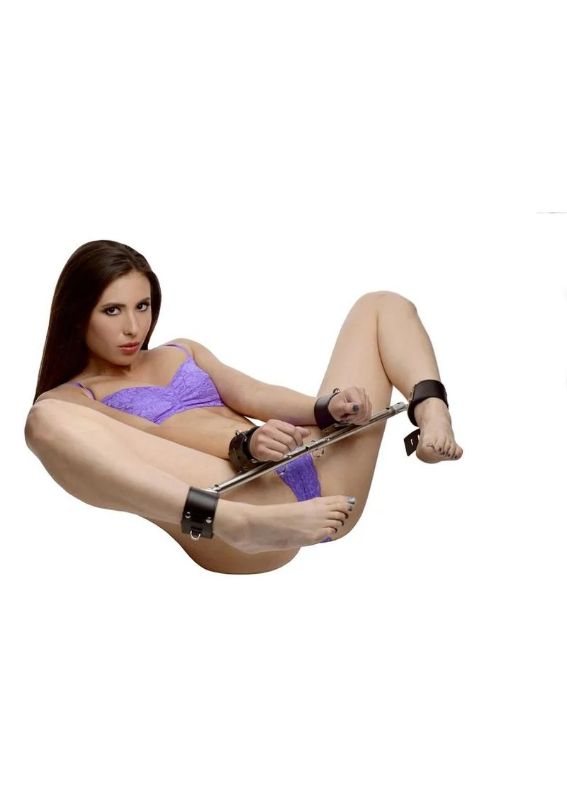 Strict Leather Adjustable Swiveling Spreader Bar with Leather Cuffs - Image 4