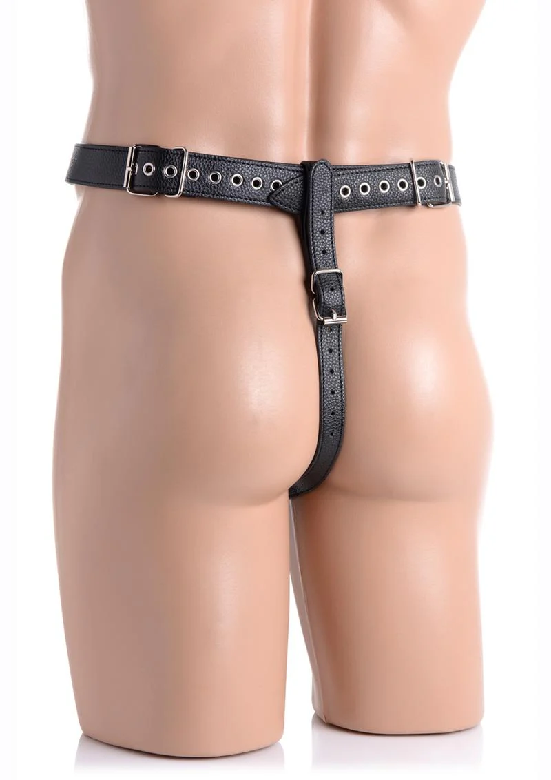 Strict Male Chastity Harness with Silicone Anal Plug - Image 3