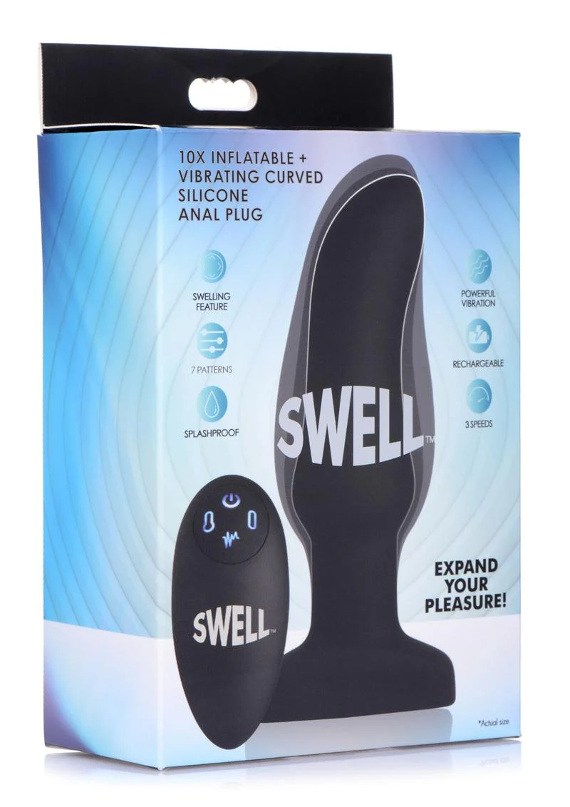 Swell Inflatable Rechargeable Silicone Vibrating Curved Anal Plug - Image 2
