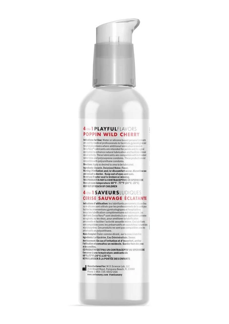 Swiss Navy 4 In 1 Flavored Lubricant 4oz - Poppin Wild Cherry - Image 2