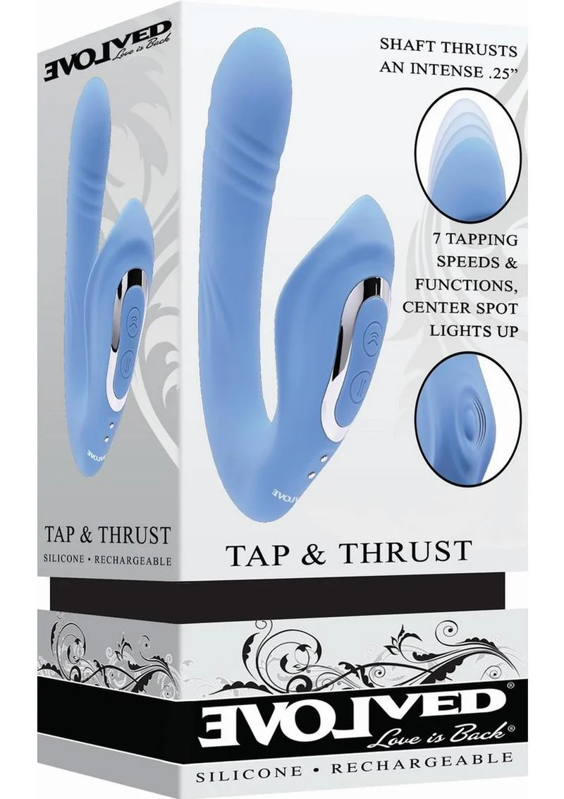 Tap and Thrust Rechargeable Silicone Vibrator with Clitoral Stimulation - Image 2