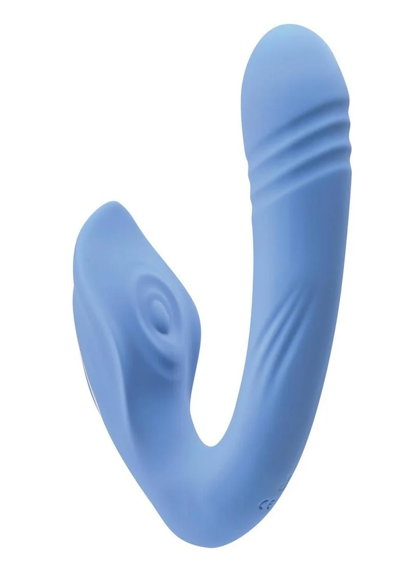 Tap and Thrust Rechargeable Silicone Vibrator with Clitoral Stimulation - Image 3