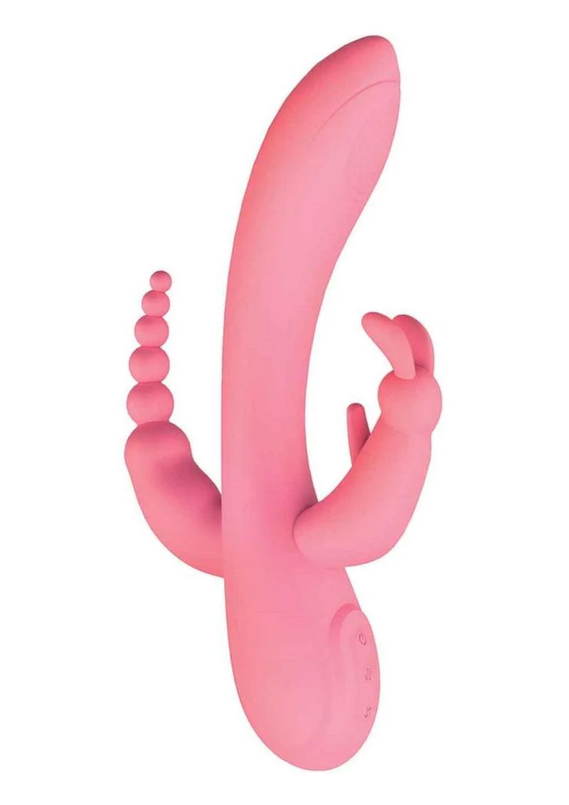 The Beat Trifecta Rechargeable Silicone Multifunction Rabbit Vibrator - Image 2