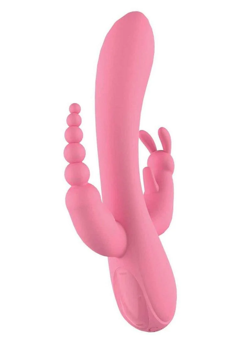 The Beat Trifecta Rechargeable Silicone Multifunction Rabbit Vibrator - Image 7
