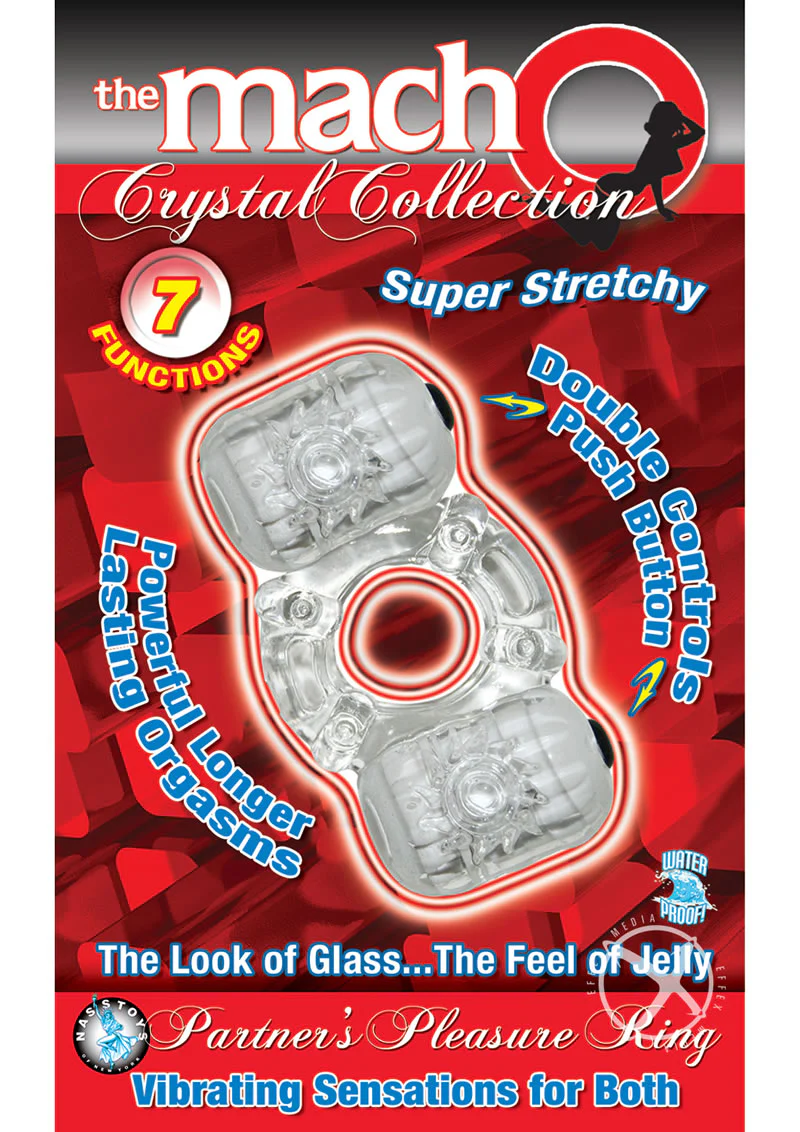 The Macho Crystal Collection Partners Pleasure Vibrating Cock Ring - Image 2