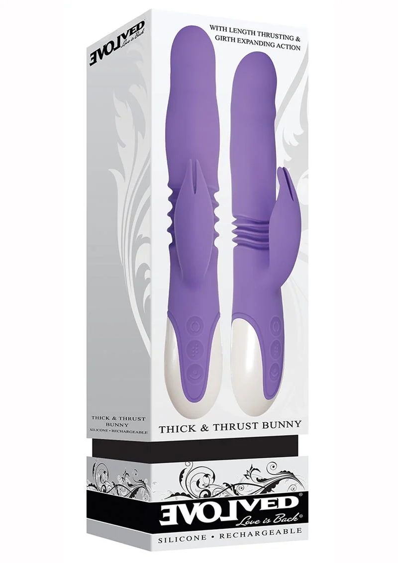 Thick and Thrust Bunny Rechargeable Silicone Rabbit Vibrator with Length Thrusting and Girth Expanding Action - Image 2
