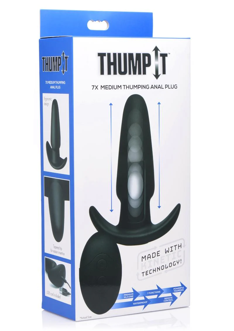 Thump-It Rechargeable Silicone Thumping Anal Plug with Remote Control - Image 6