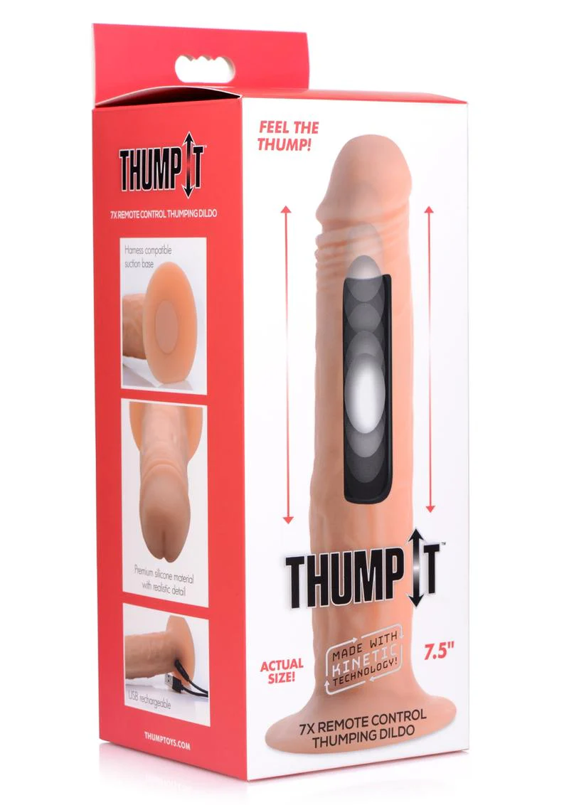 Thump It Rechargeable Silicone Thumping (Medium) 7.5in Dildo with Remote Control - Image 2