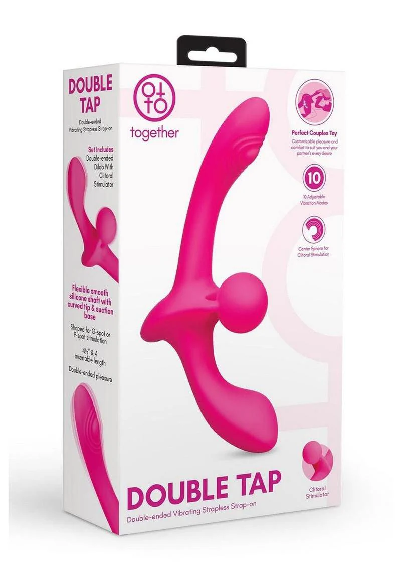 Together Double Tap Rechargeable Silicone Double-Ended Vibrating Strapless Strap-On - Image 2
