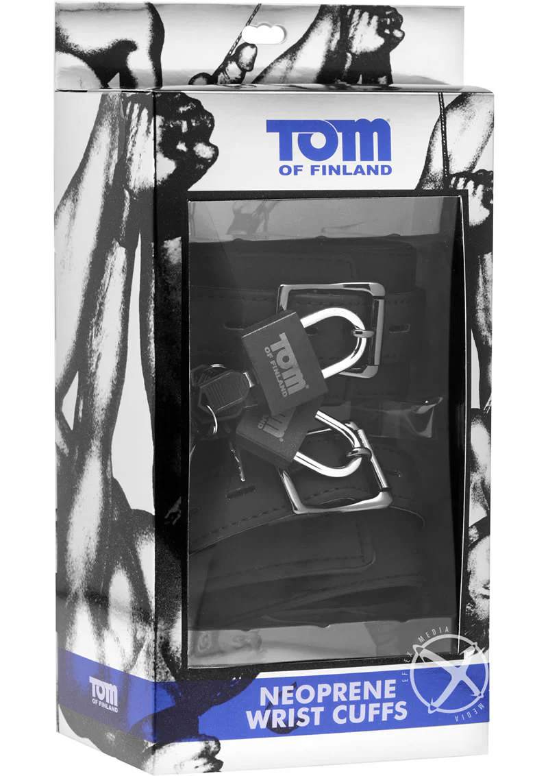 Tom Of Finland Neoprene Wrist Cuffs with Locks - Image 2