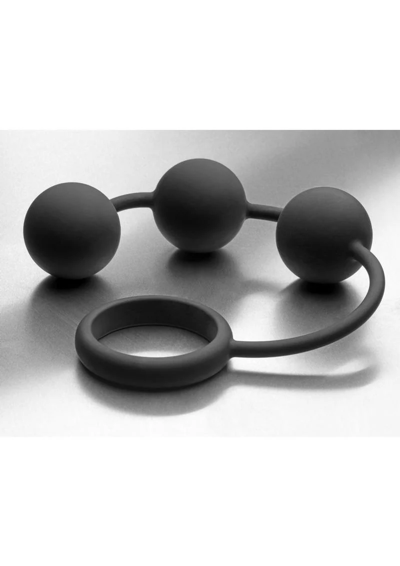 Tom Of Finland Silicone Cock Ring with 3 Weighted Balls - Image 3