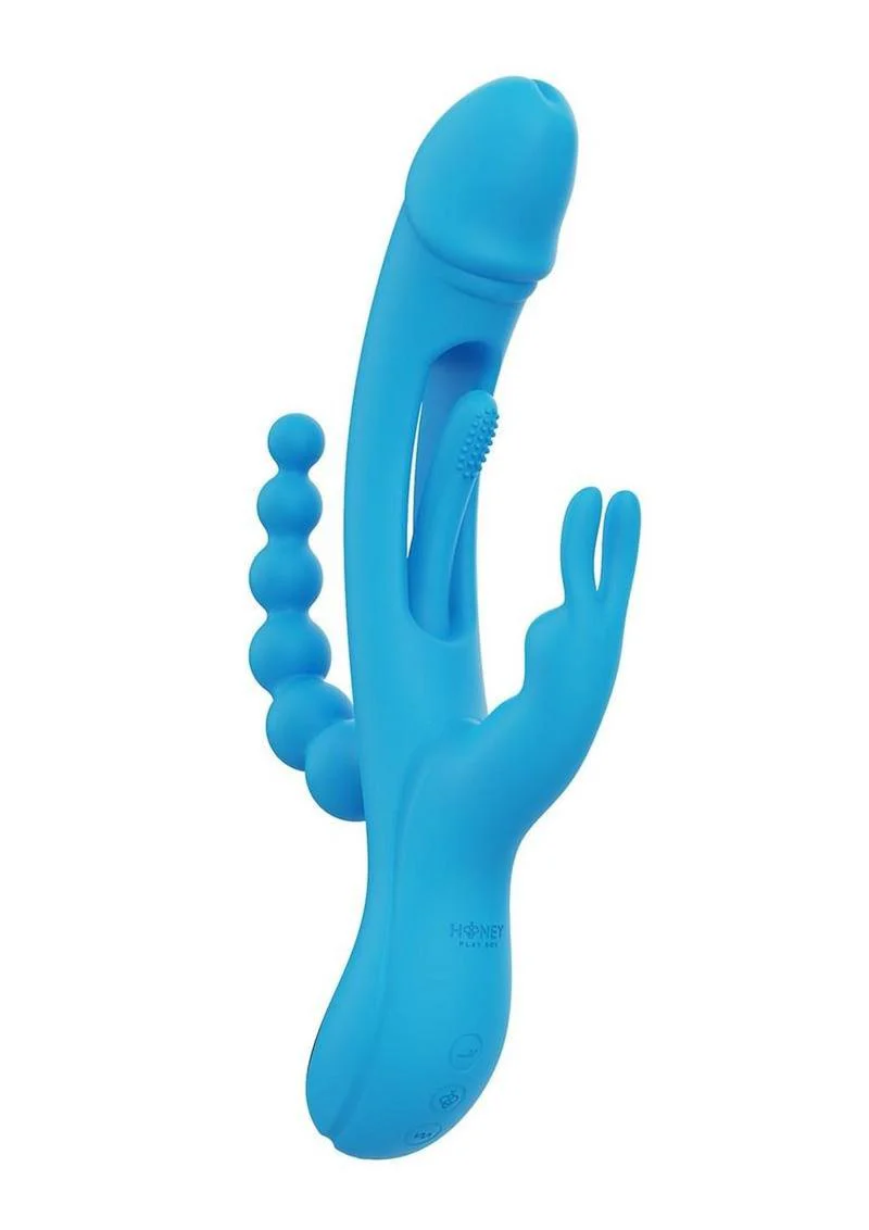 Trilux Kinky Finger Rechargeable Silicone Rabbit Vibrator with Anal Beads - Image 3