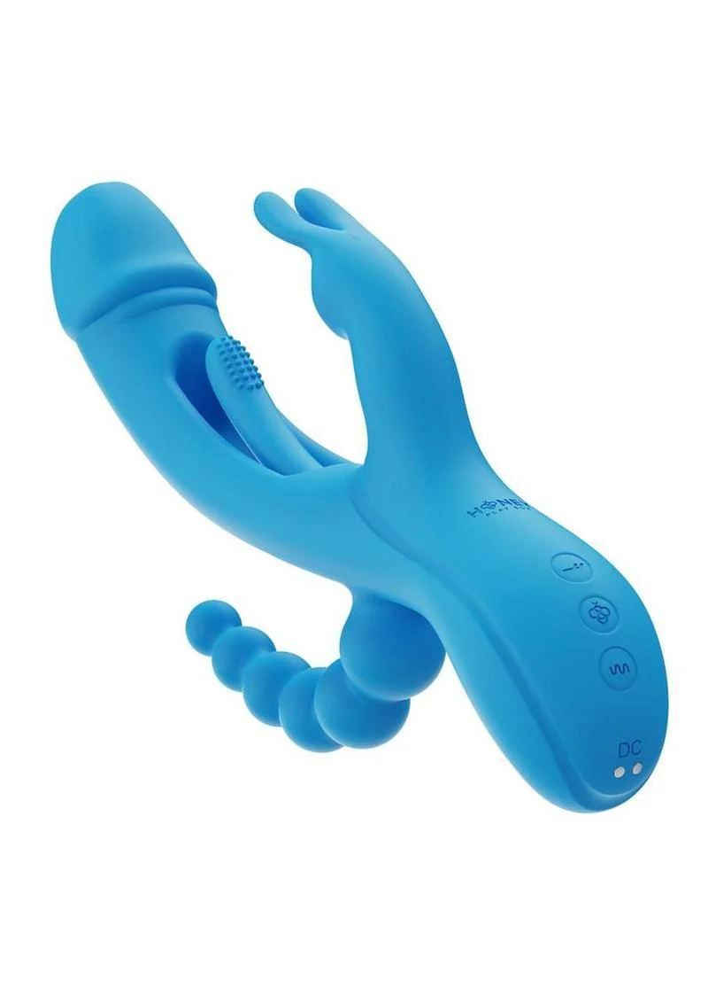 Trilux Kinky Finger Rechargeable Silicone Rabbit Vibrator with Anal Beads - Image 4