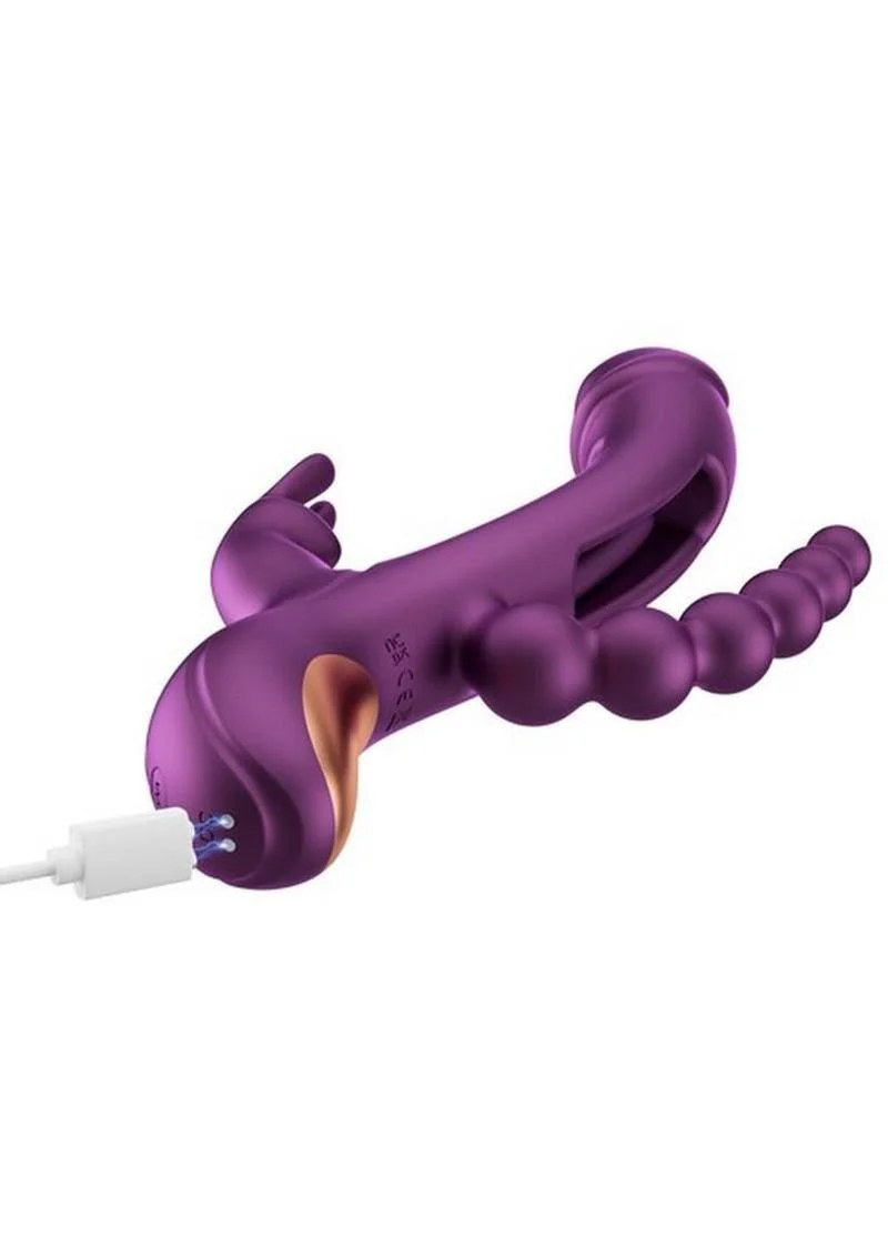 Trilux Kinky Finger Rechargeable Silicone Rabbit Vibrator with Anal Beads - Image 8