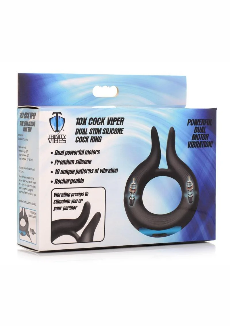 Trinity Men 10x Cock Viper Dual Stimulating Rechargeable Silicone Cock Ring - Image 2