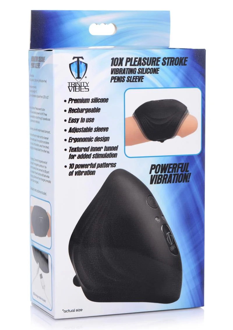 Trinity Men 10x Pleasure Stroke Penis Vibrating Silicone Sleeve - Image 2