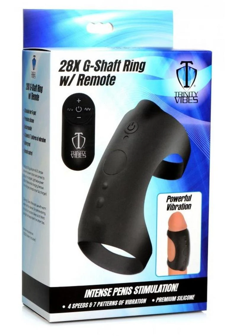 Trinity Men 7x G-Shaft Silicone Rechargeable Cock Ring with Remote Control - Image 2