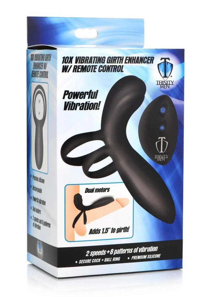 Trinity Men Rechargeable Silicone Vibrating Girth Enhancer with Remote Control - Image 2