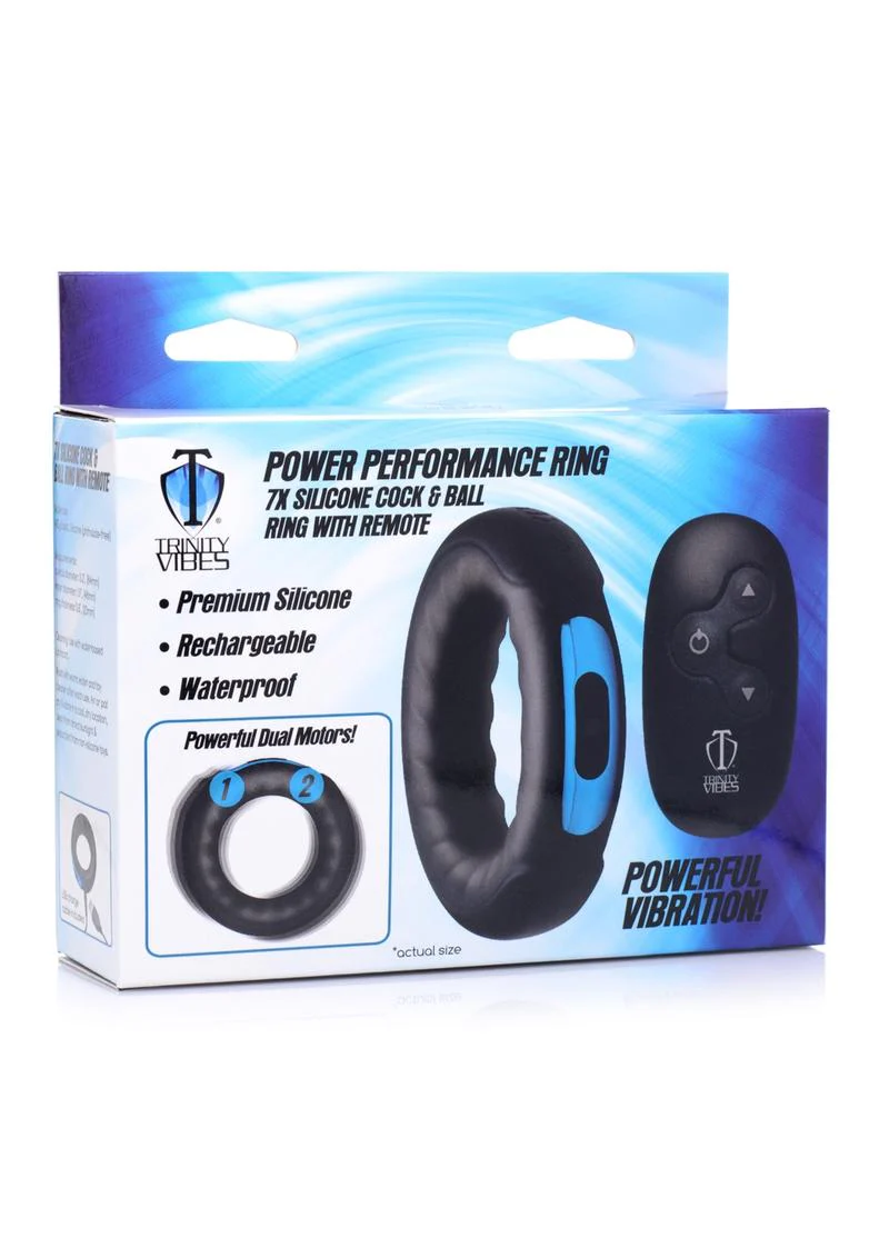 Trinity Men Remote Control 7x Rechargeable Silicone Cock Ring - Image 2