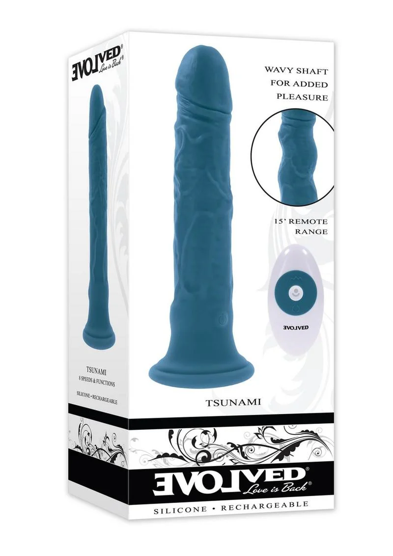 Tsunami Rechargeable Silicone Realistic Vibrator with Remote - Image 2