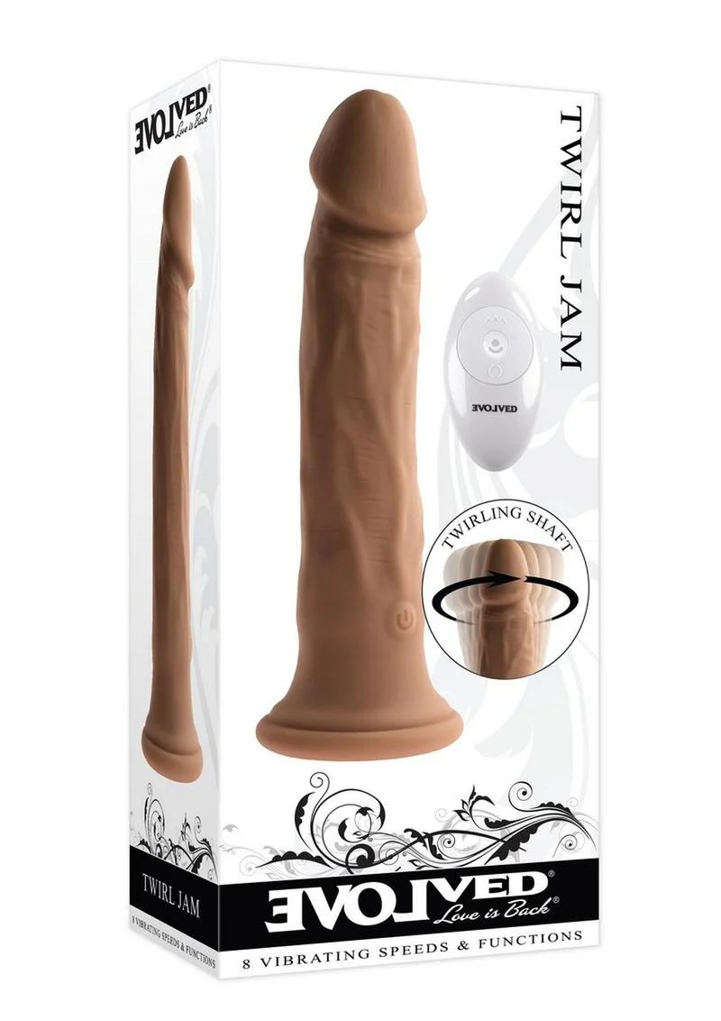 Twirl Jam Silicone Rechargeable Vibrating Dildo with Remote - Image 6