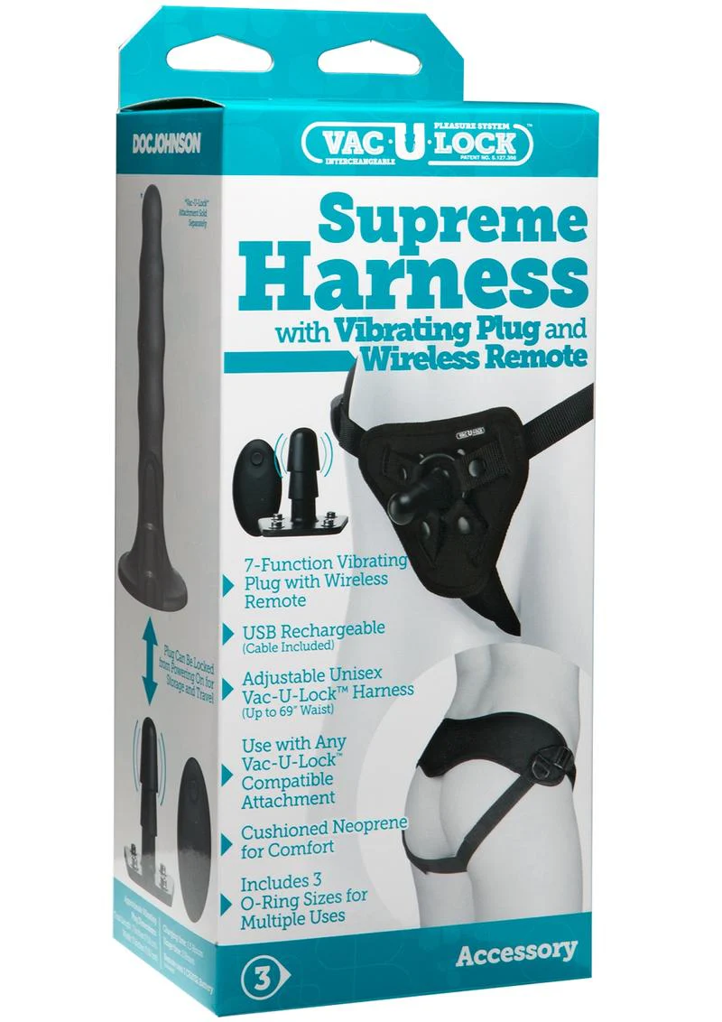 Vac-U-Lock Supreme Harness with Vibrating Plug and Remote Control - Image 2