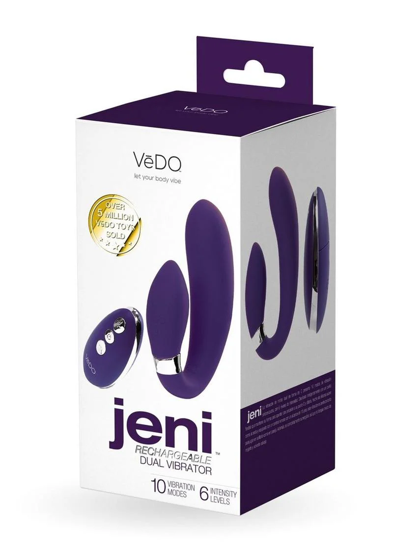 Vedo Jeni C-Shaped Rechargeable Silicone Dual Motor Vibrator with Remote Control - Image 2