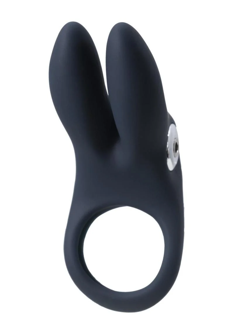 Vedo Sexy Bunny Rechargeable Silicone Couples Cock Ring - Black Pearl - Image 3