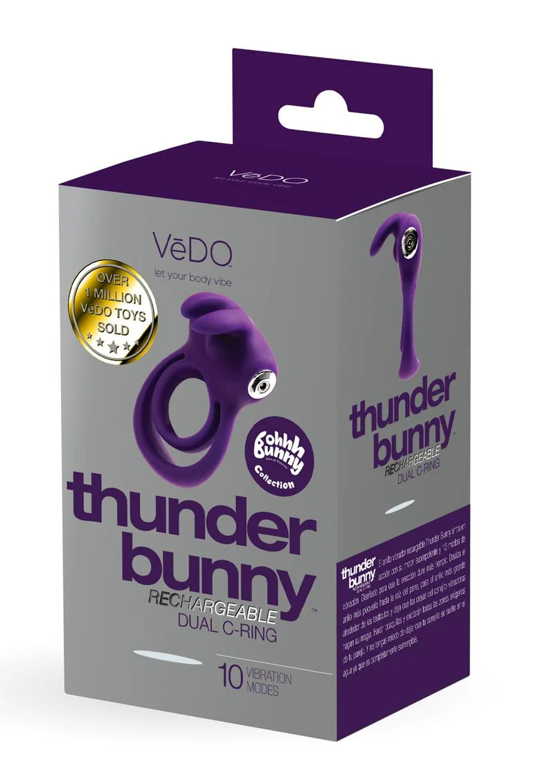 Vedo Thunder Bunny Rechargeable Silicone Dual Cock Ring - Image 2