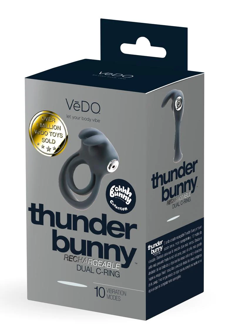 Vedo Thunder Bunny Rechargeable Silicone Dual Cock Ring - Just - Image 2