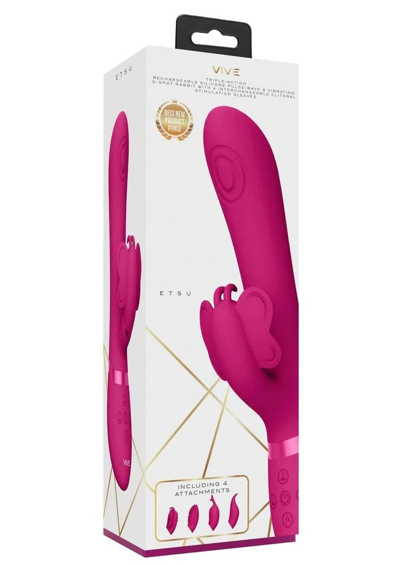 Vive Etsu Rechargeable Silicone Pulse Wave G-Spot Rabbit and Clitroal Stimulator - Image 2