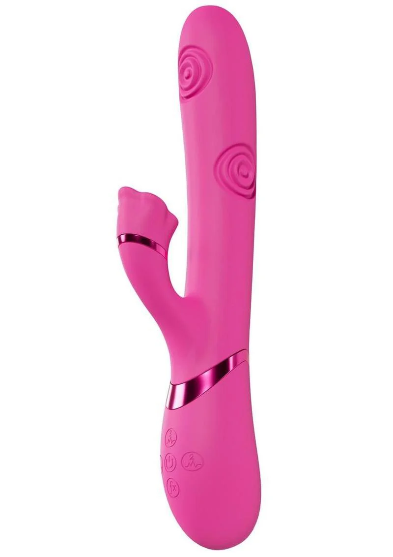 Vive Fiore Silicone Rechargeable Triple Motor G-Spot Air Wave Vibrating and Tapping Flared Clit Stimulator - Image 2