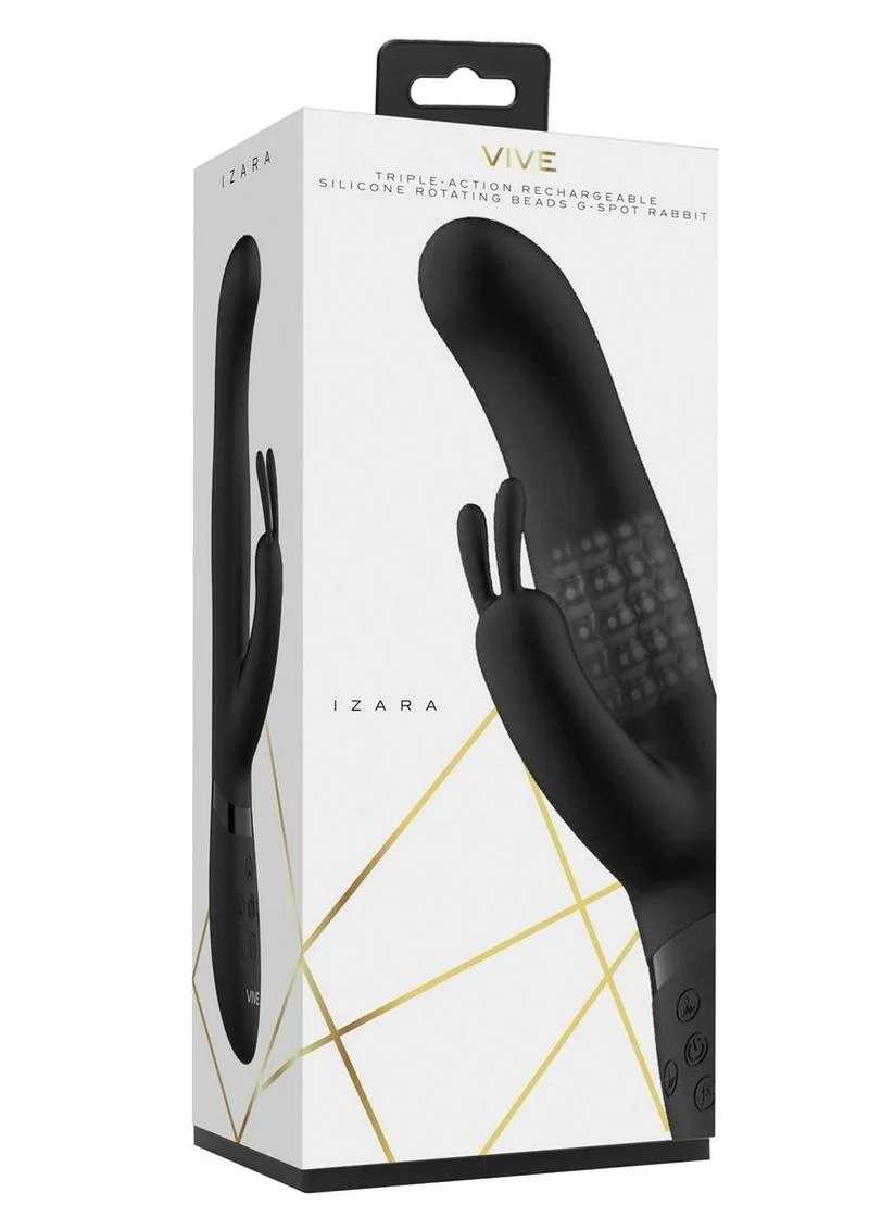 Vive Izara Triple Action Rechargeable Silicone Rotating Beaded G-Spot Rabbit Vibrator - Image 3