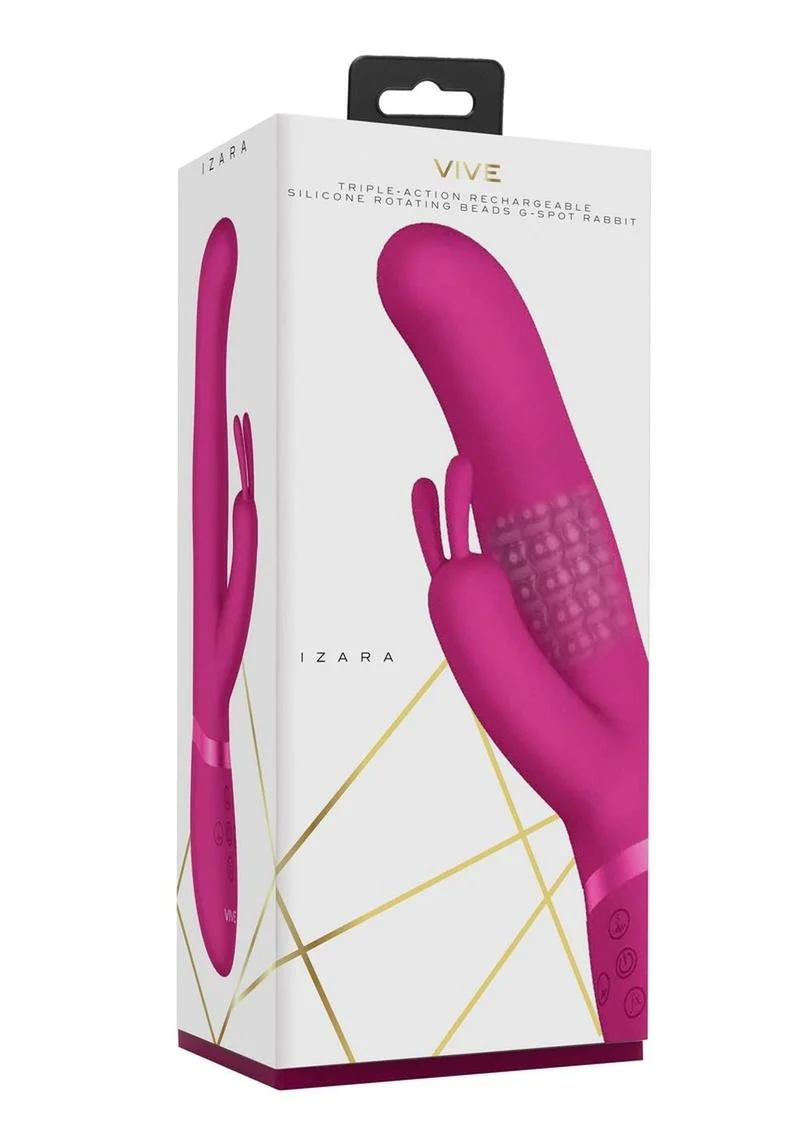Vive Izara Triple Action Rechargeable Silicone Rotating Beaded G-Spot Rabbit Vibrator - Image 6