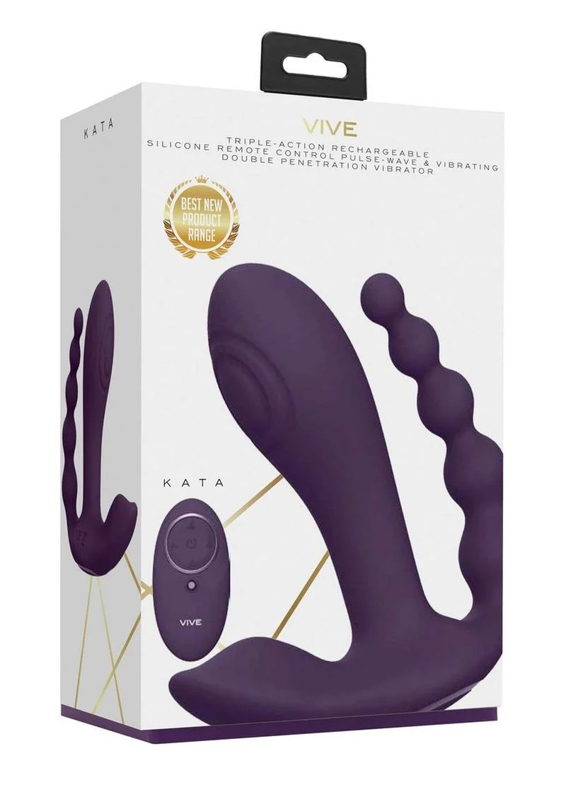 Vive Kata Rechargeable Silicone Pulse Wave and Vibrating Double Penetration Vibrator - Image 2
