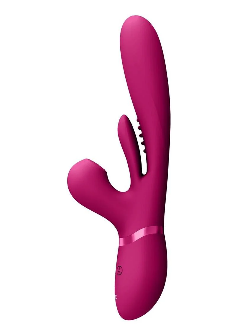 Vive Kura Rechargeable Silicone Triple Motor Thrusting G-Spot with Flapper and Air Wave Clit Stimulation Vibrator - Image 2