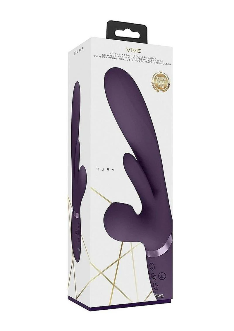 Vive Kura Rechargeable Silicone Triple Motor Thrusting G-Spot with Flapper and Air Wave Clit Stimulation Vibrator - Image 3