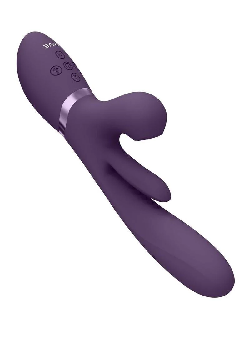 Vive Kura Rechargeable Silicone Triple Motor Thrusting G-Spot with Flapper and Air Wave Clit Stimulation Vibrator - Image 4