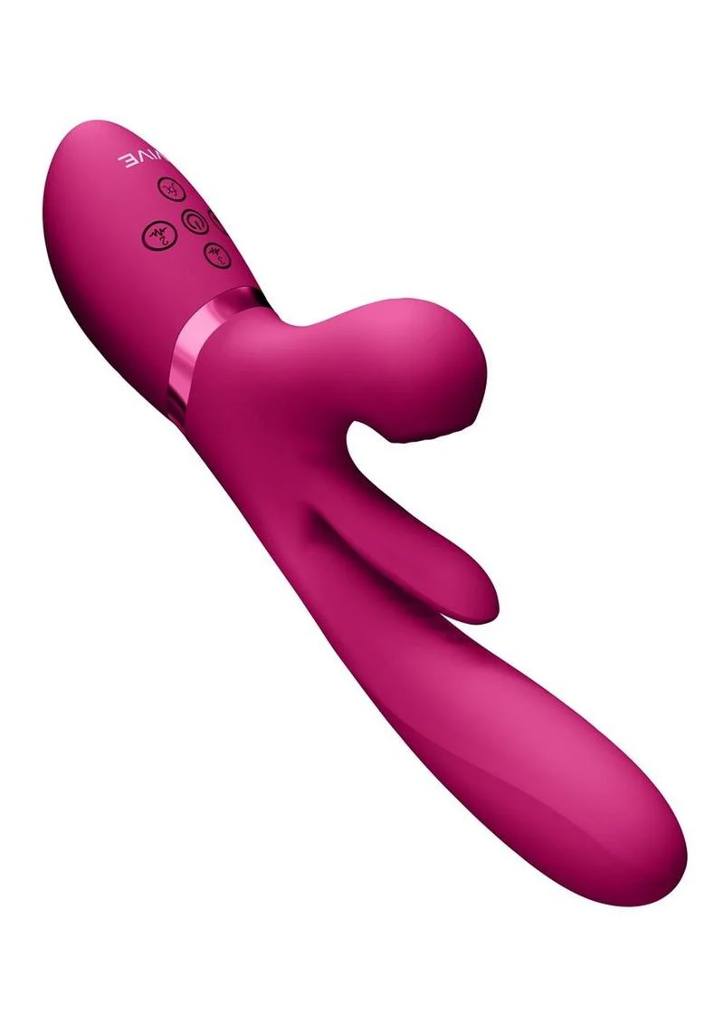 Vive Kura Rechargeable Silicone Triple Motor Thrusting G-Spot with Flapper and Air Wave Clit Stimulation Vibrator - Image 7