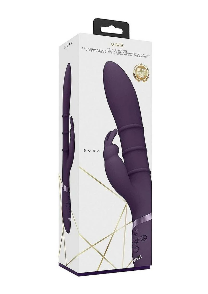 Vive Kura Rechargeable Silicone Triple Motor Up and Down Vibrating Triple Ring Rabbit - Image 3
