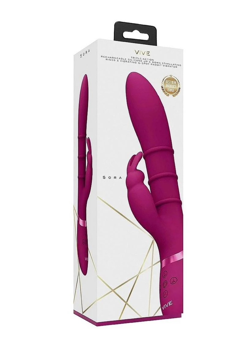 Vive Kura Rechargeable Silicone Triple Motor Up and Down Vibrating Triple Ring Rabbit - Image 6