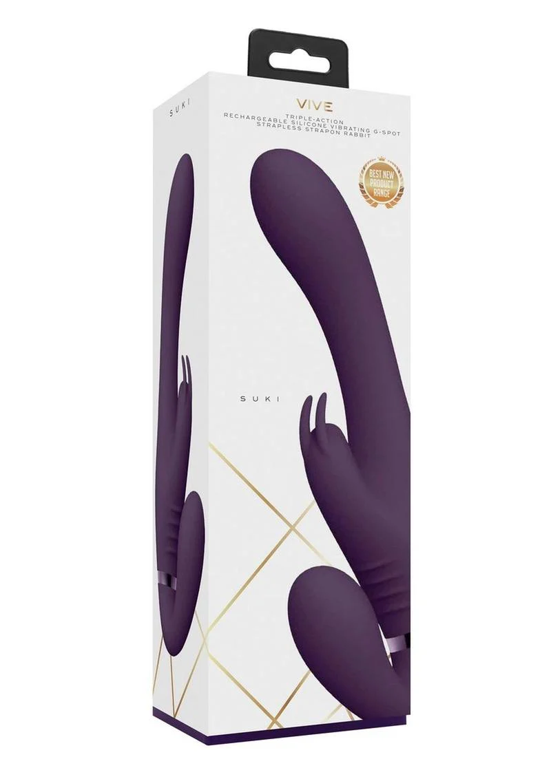 Vive Suki Rechargeable Silicone Vibrating Strapless Strap-On Rabbit - Image 6