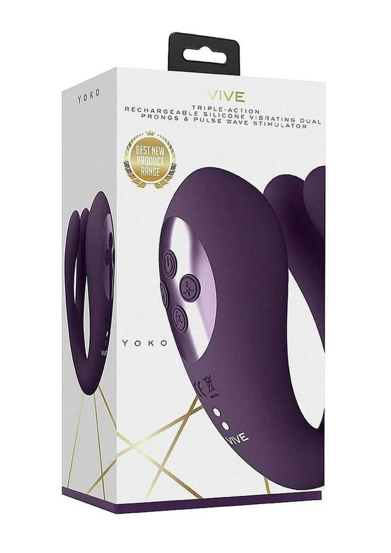 Vive Yoko Rechargeable Silicone Tripe Motor Dual Prongs with Clitoral Pulse Wave Vibrator - Image 3