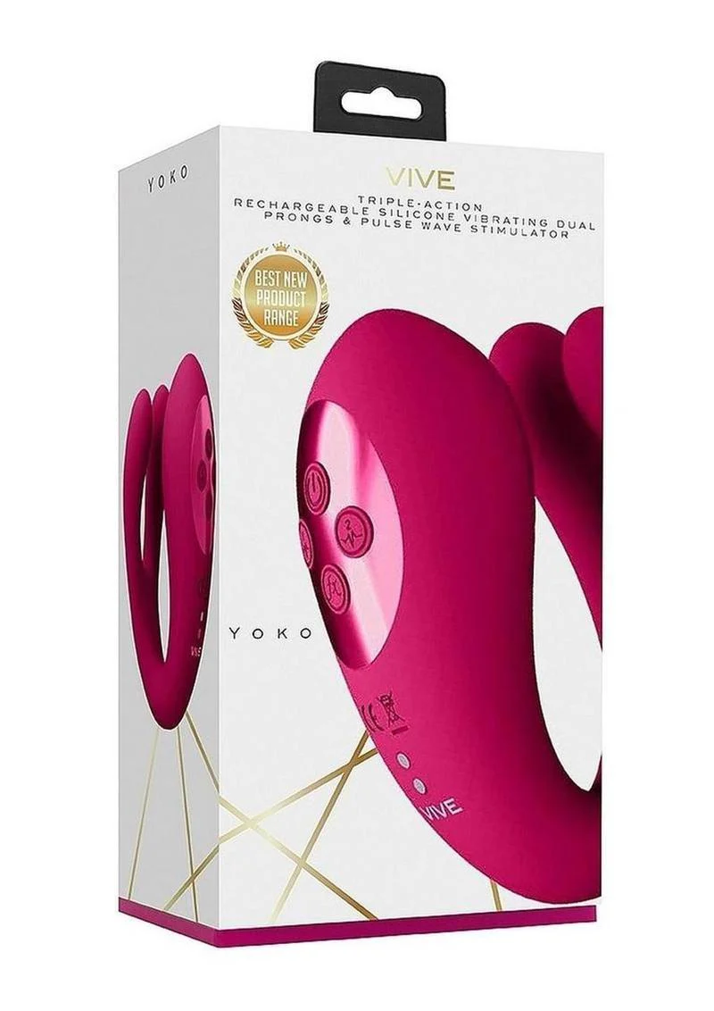 Vive Yoko Rechargeable Silicone Tripe Motor Dual Prongs with Clitoral Pulse Wave Vibrator - Image 6