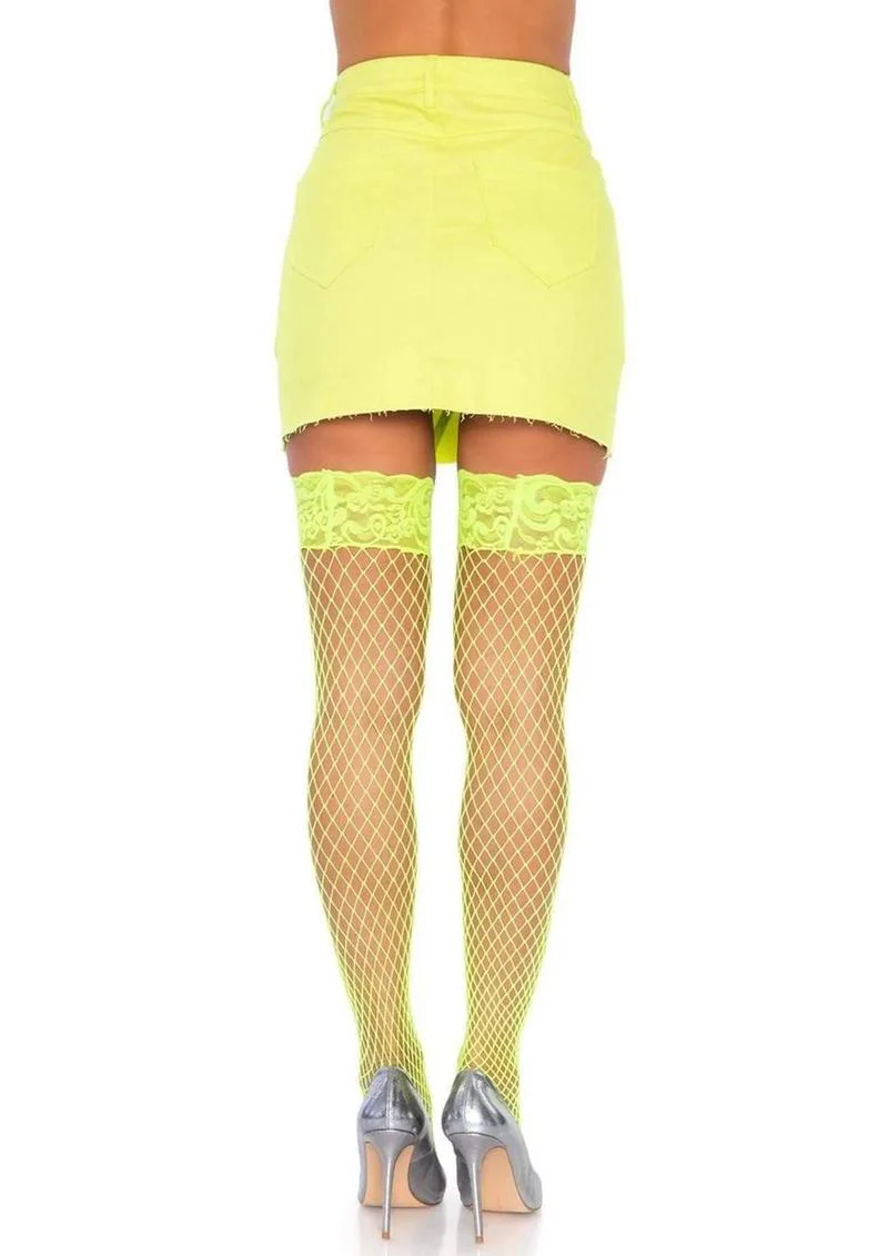 Leg Avenue Spandex Industrial Net Thigh Highs with Stay Up Silicone Lace Top - Image 4
