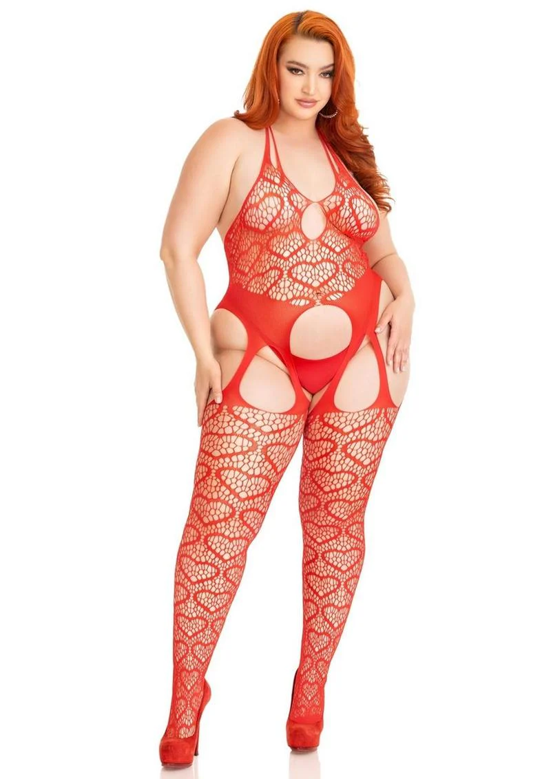 Leg Avenue Seamless Heart Net Suspender Bodystocking - Image 4
