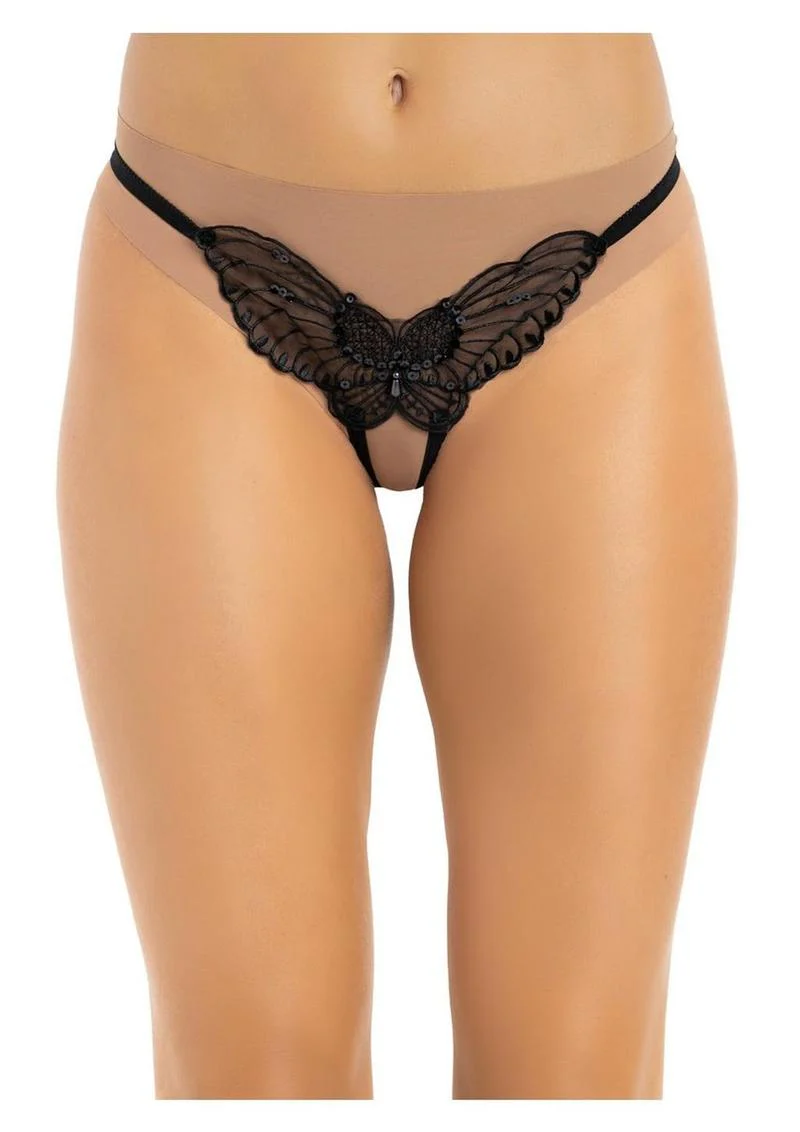 Leg Avenue Butterfly Crotchless with Pearl Sequin Detail