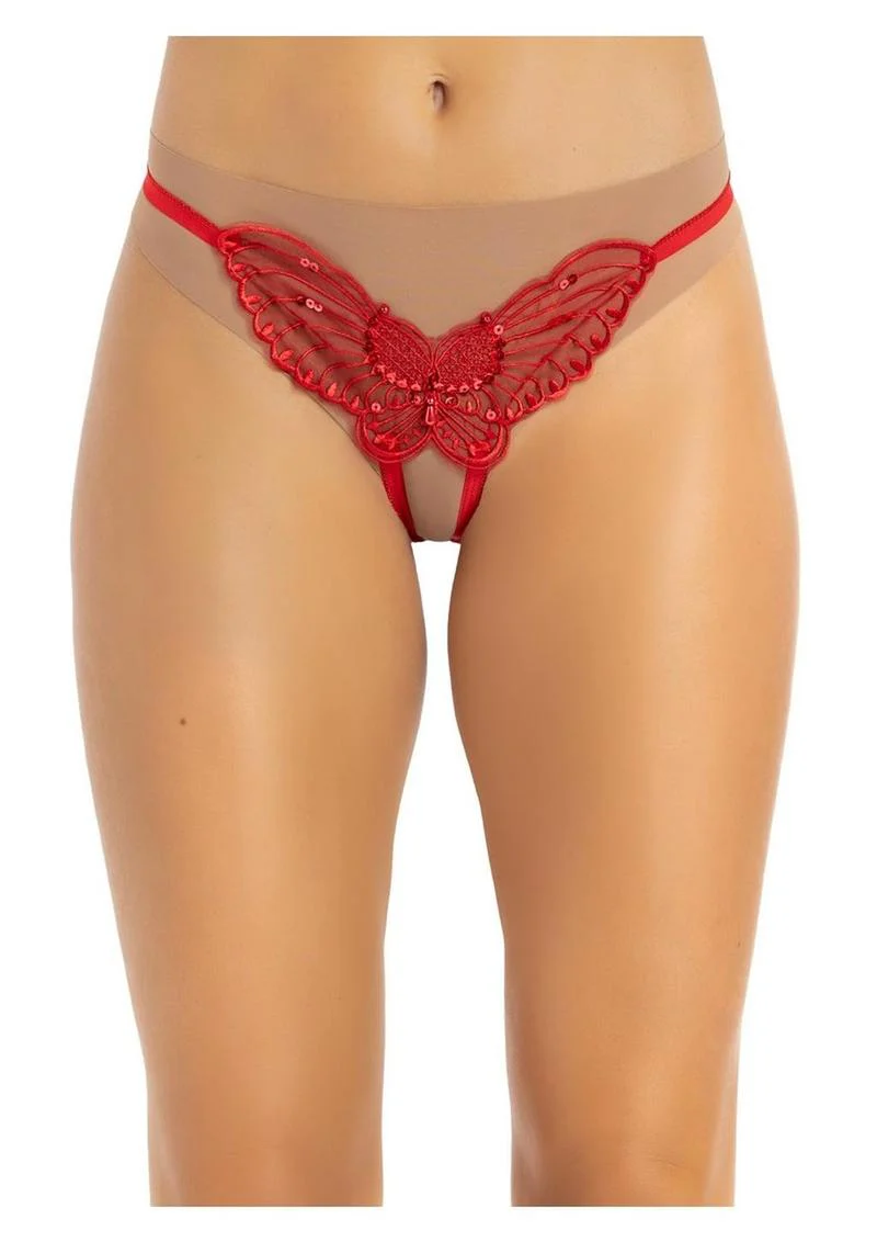 Leg Avenue Butterfly Crotchless with Pearl Sequin Detail - Image 2