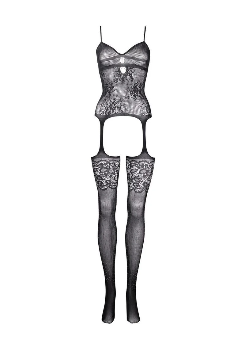 Le Desir Suspender Rhinestone Bodystocking - Image 3