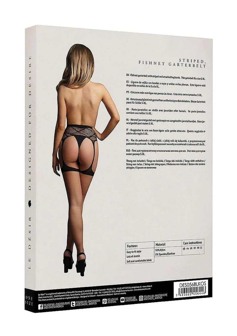 Le Desir Striped Fishnet Garterbelt - Image 4